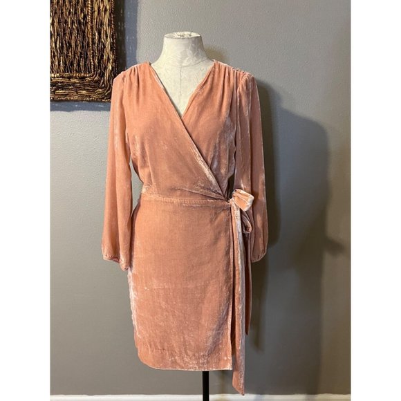 J Crew Wrap Dress 10 Pink Crushed Velvet $148 NEW - Picture 3 of 8